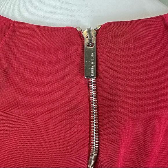 Karen Miller Ruched Sheath Dress Red Size 6 - Picture 6 of 8